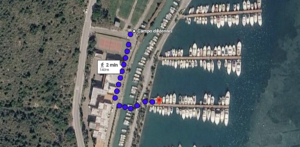 Mappa del percorso dal parcheggio al pontile di Talamone